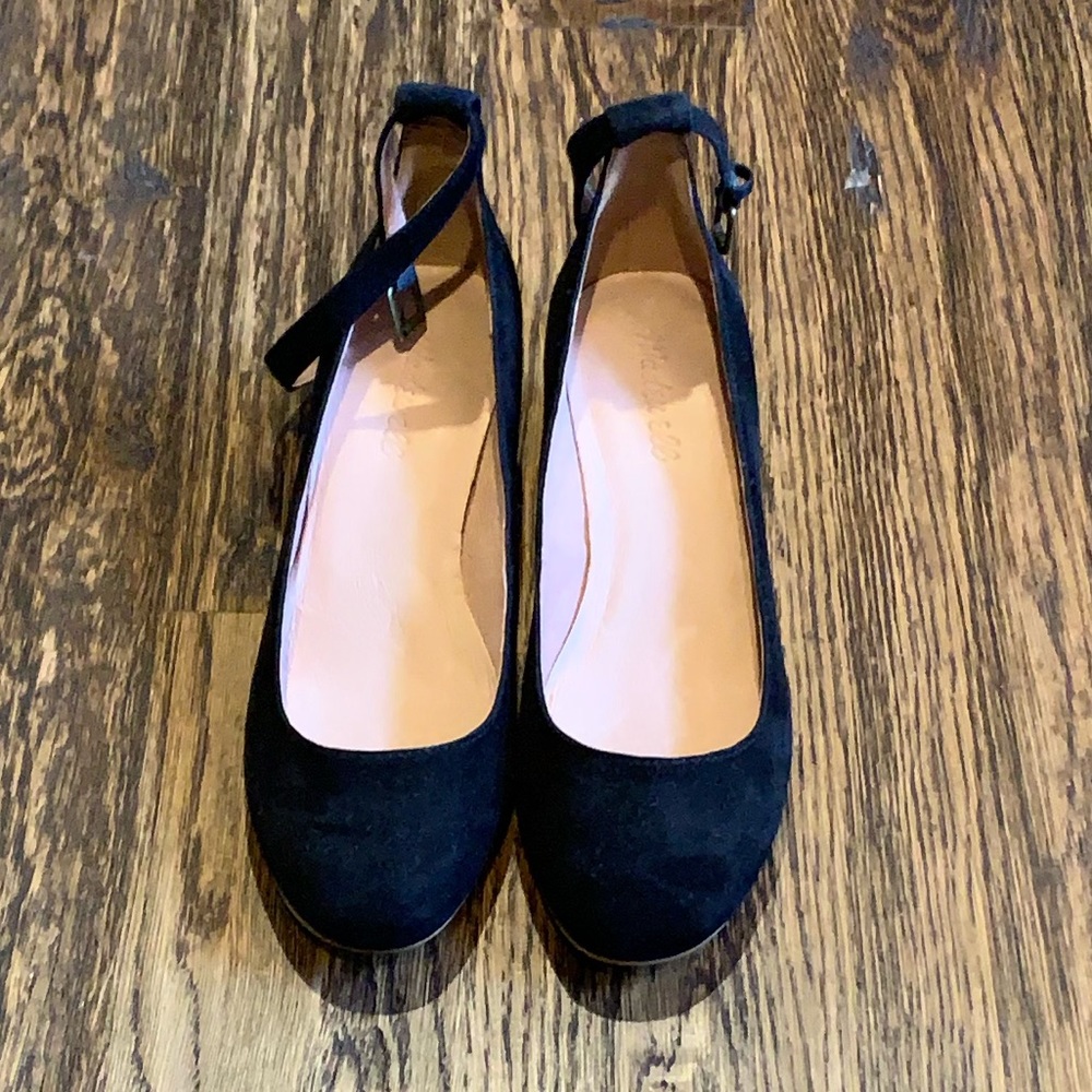 Madewell Inez Ankle Strap Black Suede shoes